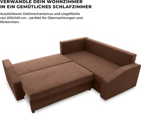 Grande Plus sarokkanapé, jobboldali, szövet anyag, barna