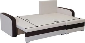 KOROS Kinyitható sarokkanapé Fekete/fehér