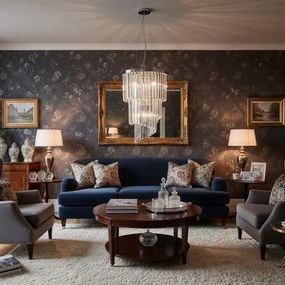 Ideal Lux-Kristály csillár zsinóron CARLTON 8xE14/40W/230V átm. 40cm fényezett króm