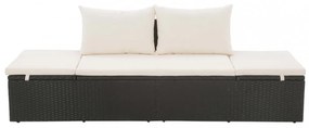 fekete polyrattan kerti ágy 195 x 60 cm