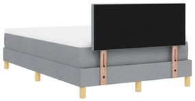 Boxspring Ágy matraccal és LED világítással világosszürke 120x200 cm szövet