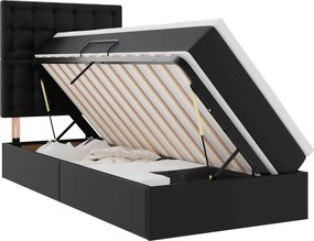 vidaXL Tárolós Ágy matracmal fejtámlával Fekete 90 x 190 cm Műbőr