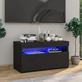 fekete TV-szekrény LED-világítással 75 x 35 x 40 cm
