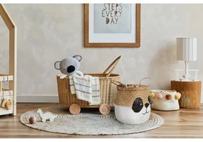 Fehér-natúr színű tengerifű játéktároló kosár ø 25x24 cm Panda – Compactor