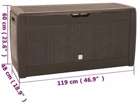barna polipropilén kerti tárolóláda 119 x 48 x 60 cm