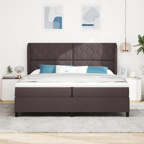 Boxspring Ágy Matrac Kárpitozott Sötétbarna, 200x200 cm