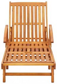 2 db tömör akácfa napozóágy asztallal és párnákkal