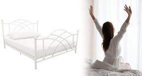 Lotti fém ágykeret ajándék ágyráccsal, több méretben és színben-Fehér 90x200 cm