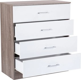 Miami komód 4 fiókos 80x92 cm fehér-yorki tölgy