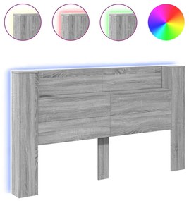 szürke sonoma színű áthidalószekrény LED-ekkel 180x16,5x103,5cm