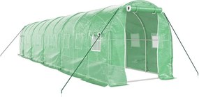 vidaXL zöld acélvázas melegház 20 m² 10 x 2 x 2 m