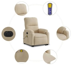 krémszínű mikroszálas szövet elektromos álló masszázsfotel