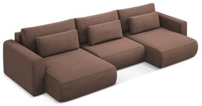 Rózsaszín kinyitható-tárolóhelyes (U alakú) sarokkanapé Kapua – Makamii