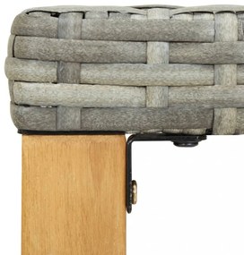 szürke polyrattan és tömör akácfa kerti pad 120 cm