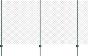 vidaXL Kerítés oszlopokkal Zöld 1,4 x 10 m Acél és PVC