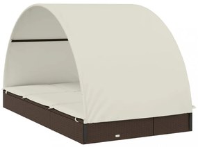 2 személyes barna polyrattan napágy kerek tetővel 211x112x140cm