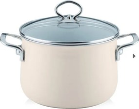 Zománcozott indukciós fazék 4.0L Fedéllel Krém Riess Avorio