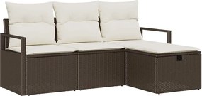 vidaXL Kerti Kanapé Szett párnával tárolóval 4 pcs Barna Poli rattan