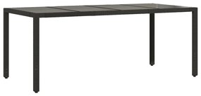 7 részes fekete polyrattan kerti bisztrógarnitúra párnákkal