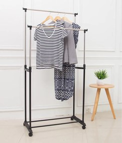 Kétsoros mozgatható akasztó polccal, fekete/ezüst, SVAN