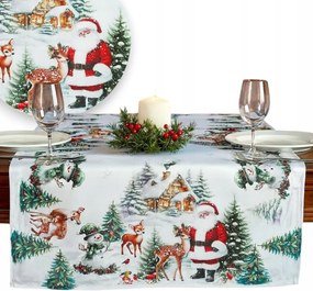Karácsonyi asztalterítő Fehér Mikulás Karácsony 60x120 abrosz