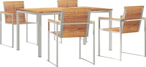 vidaXL Kert étkező szett 5 pcs Barna Tömör Teakfa