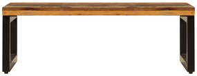 Tömör újrahasznosított fa és acél dohányzóasztal 100x50x35 cm