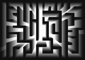 Fotótapéta Labirintus 3D geometria absztrakt grafika mono 312x219 +ragasztó