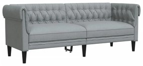 világosszürke 3 személyes szövet Chesterfield kanapé