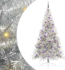 vidaXL Mesterséges, előre világított karácsonyi fa Ezüst 240 cm PET