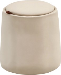 HOMCOM 2-in-1 Tároló Puff, Kerek Puff, Ülőke Bársonyos Megjelenésű Asztallal Nappaliba és Hálószobába Ø44 x 47,5 cm Bézs | Aosom