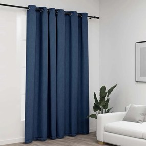 kék vászonhatású sötétítőfüggöny fűzőkarikával 290 x 245 cm