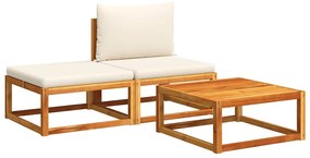 vidaXL 3 részes kerti kanapégarnitúra párnákkal, akácfa és rattan