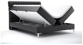 Franciaágy Boxspring 180 cm Molera (fekete öko-bőr) (tárolóhellyel). Akció -16%. 1044264