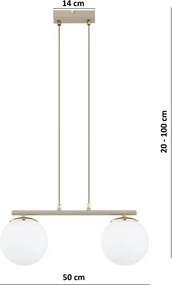 Brilagi - MILO kábeles függeszték 2xE27/60W/230V bézs/arany