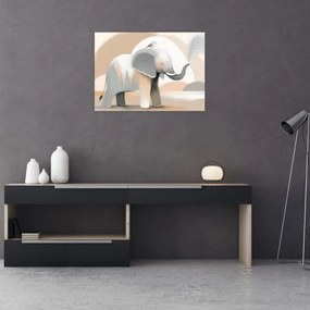 Üveg kép - Elefánt pasztell színekben (70x50 cm)
