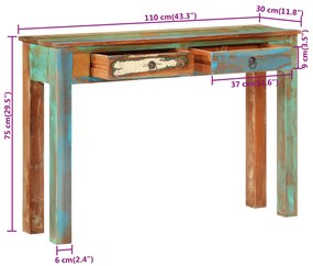 tömör újrahasznosított fa tálalóasztal 110 x 30 x 75 cm