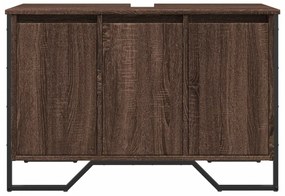 Barna tölgy szerelt fa fürdőszobai mosdószekrény 91x35x60 cm