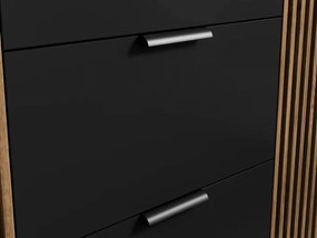 Komód MEORATI 150x40 cm, fekete/tölgy artisan