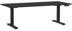 Állítható magasságú asztal OfficeTech D, 180 x 80 cm, fekete alap, fekete