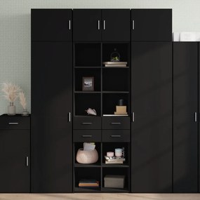 fekete szerelt fa magasszekrény 70 x 42,5 x 185 cm