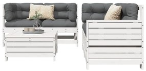 vidaXL 5 részes fehér tömör fenyőfa kerti ülőgarnitúra