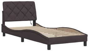 sötétbarna szövet ágykeret LED-ekkel matrac nélkül 90x200 cm