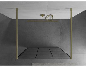 Mexen Kioto, Walk-In zuhany paraván 120 x 200 cm, 8 mm üveg fekete mintás, arany matt profil, 800-120-002-55-77