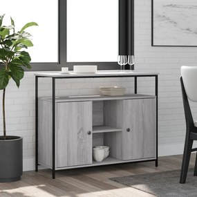 szürke sonoma színű szerelt fa tálalószekrény 100 x 35 x 80 cm