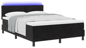 Boxspring Ágy Mattal és LED Fekete 140x200 cm Bársonyos