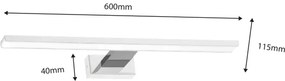 LED fürdőszobai tükörvilágítás SHINE, 13,8 W, 230 V, 60 cm, IP44, fehér/króm