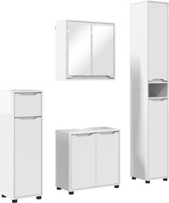 vidaXL Fürdőszoba bútor szett fiókkal 4 pcs Magas Fényű Fehér Faanyag