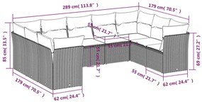 9 részes bézs polyrattan kerti ülőgarnitúra párnákkal