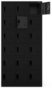 KAROL társalgói öltözőszekrény rekeszekkel, 900 x 1850 x 400 mm, fekete